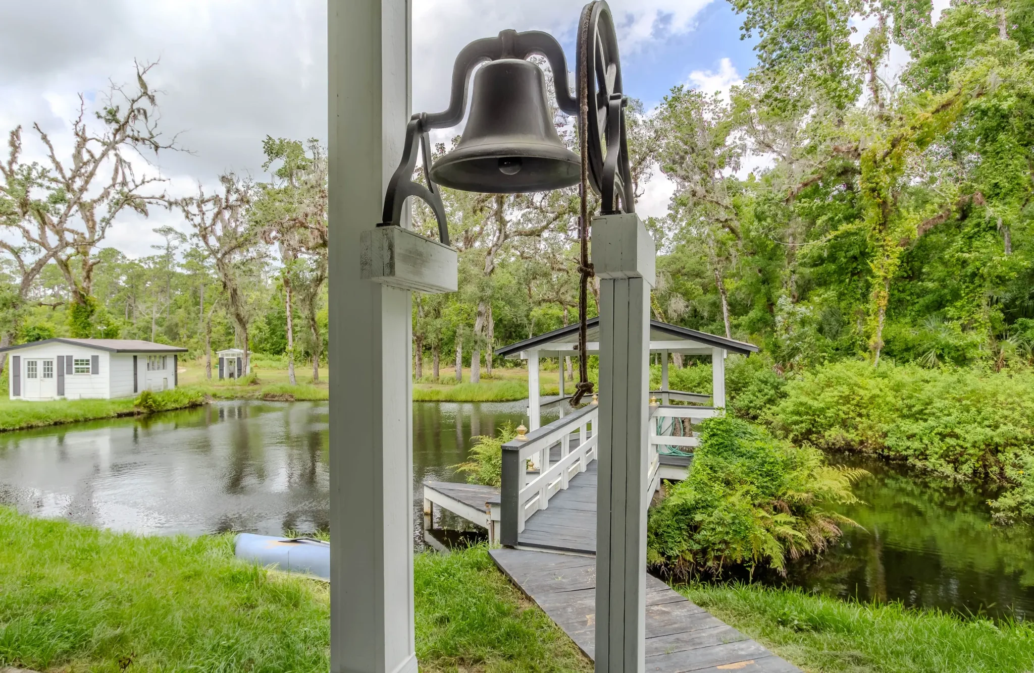 17 Oaks Plantation — walkway bridge leading to the gazebo over the fishpond